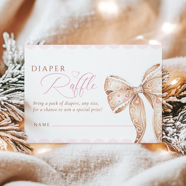 Gingerbread Bow Baby Shower Diaper Raffle Enclosure Card (Creator Uploaded)