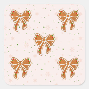 Gingerbread Bows Square Sticker