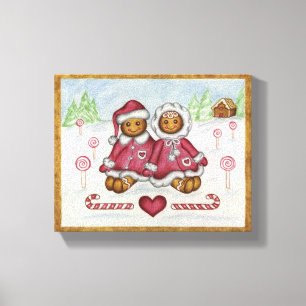 Gingerbread Boy and Girl Canvas Art