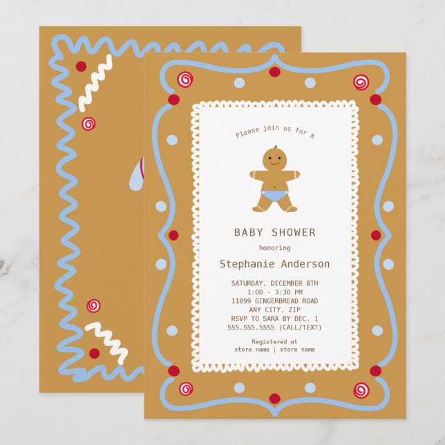 Gingerbread Boy Baby Shower Invitation (Front/Back)