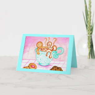 Gingerbread Boy Christmas Coffee Greeting Card