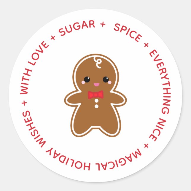 gingerbread boy CHRISTMAS cookie swap gift Classic Round Sticker (Front)