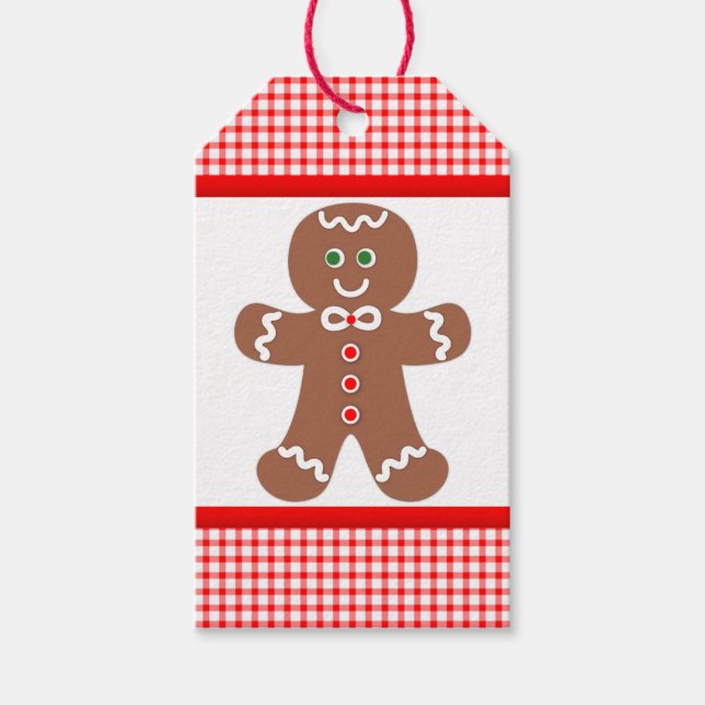 Gingerbread Boy Christmas Gift Tags (Front)