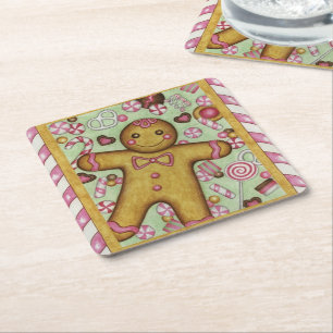 Gingerbread Boy Christmas Paper Coasters