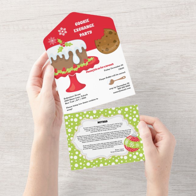 Gingerbread boy Christmas pudding cookie recipe  All In One Invitation (Tearaway)