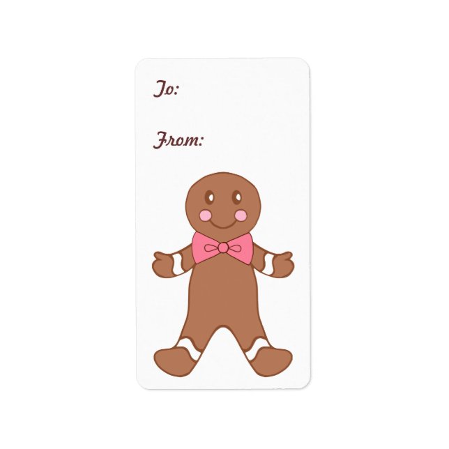 Gingerbread Boy Gift Tag Labels (Front)