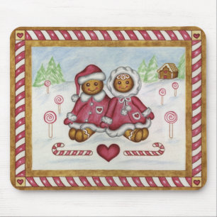 Gingerbread Boy Girl Christmas Mousepad