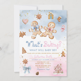 Gingerbread Boy Girl Cookies Pink Blue Winter  Invitation