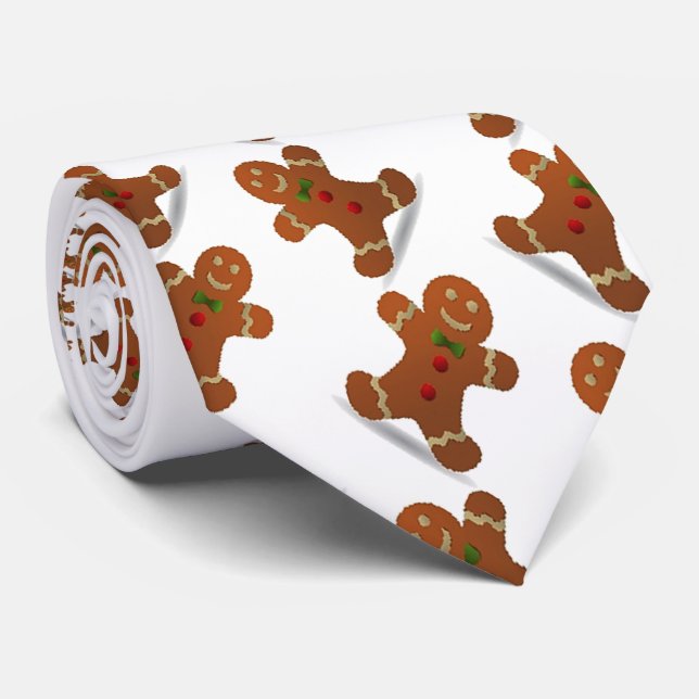 Gingerbread Boy Men's Tie (Rolled)