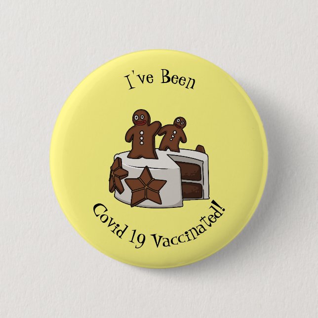 Gingerbread cake cartoon illustration 6 cm round badge (Front)