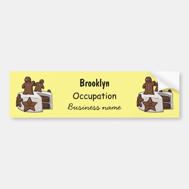 Gingerbread cake cartoon illustration bumper sticker (Front)