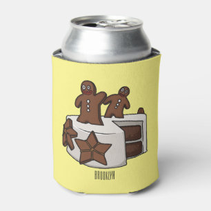 Gingerbread cake cartoon illustration can cooler