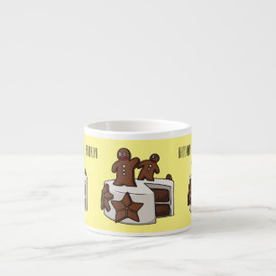 Gingerbread cake cartoon illustration espresso cup