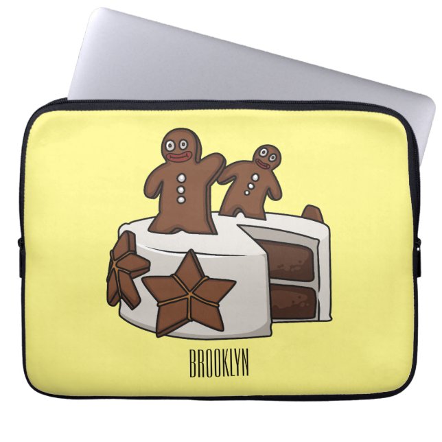 Gingerbread cake cartoon illustration laptop sleeve (Front)