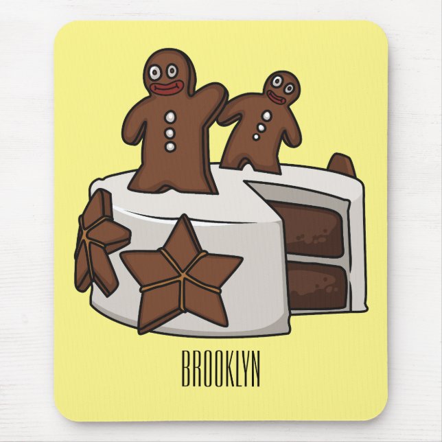 Gingerbread cake cartoon illustration mouse mat (Front)
