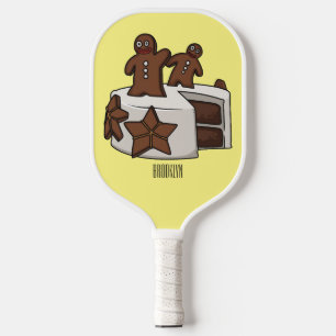 Gingerbread cake cartoon illustration pickleball paddle