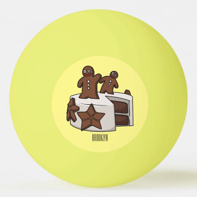 Gingerbread cake cartoon illustration ping pong ball (Front)