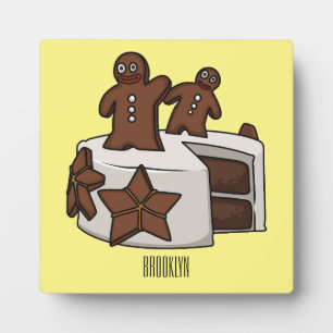 Gingerbread cake cartoon illustration plaque