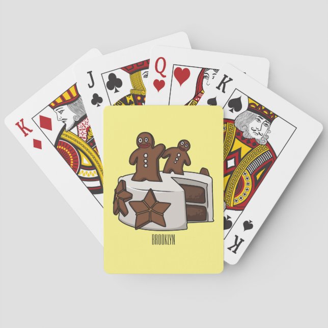 Gingerbread cake cartoon illustration playing cards (Back)