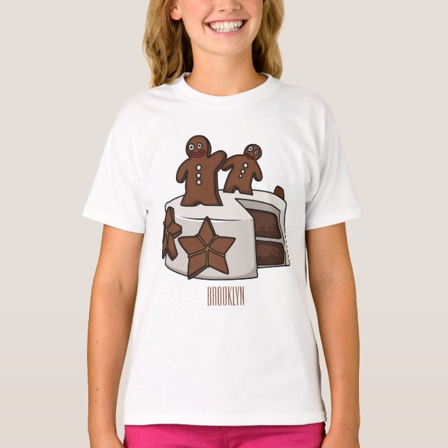 Gingerbread cake cartoon illustration T-Shirt (Front)