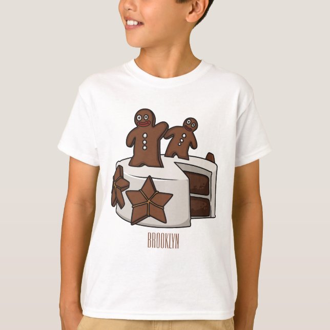 Gingerbread cake cartoon illustration T-Shirt (Front)