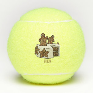 Gingerbread cake cartoon illustration tennis balls