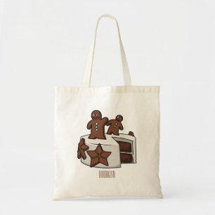 Gingerbread cake cartoon illustration tote bag