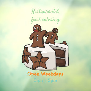 Gingerbread cake cartoon illustration window cling