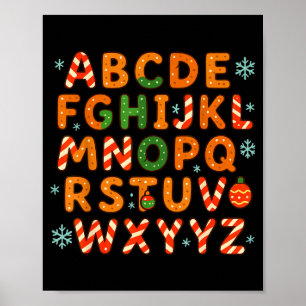 Gingerbread Candy Cane Alphabet Christmas Letters Poster
