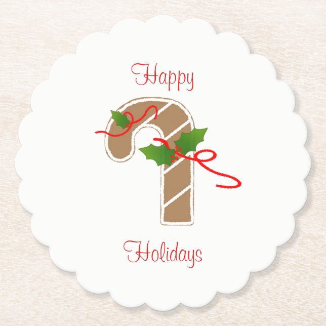 Gingerbread Candy Cane Coasters (Front)