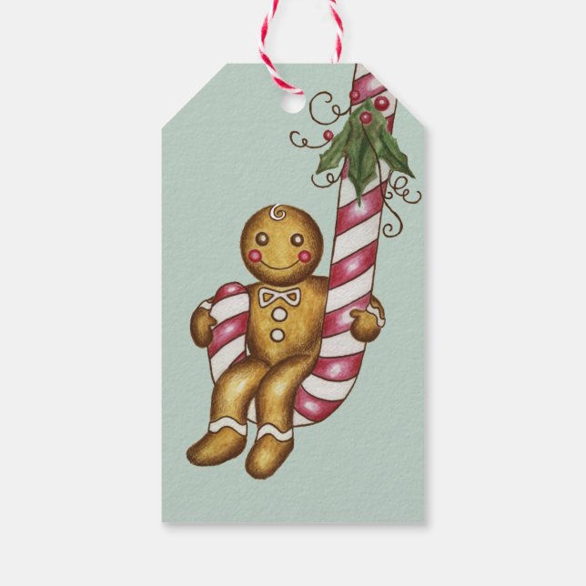 Gingerbread Candy Cane Gift Tag (Back)