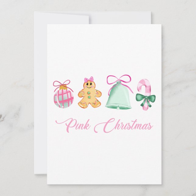 Gingerbread, Candy Cane & Pastel Ornaments Invitation (Front)