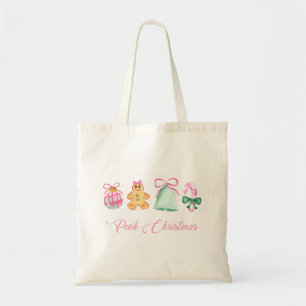 Gingerbread, Candy Cane & Pastel Ornaments Tote Bag