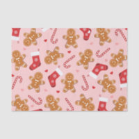 Gingerbread Candy Cane Stockings Pink Christmas