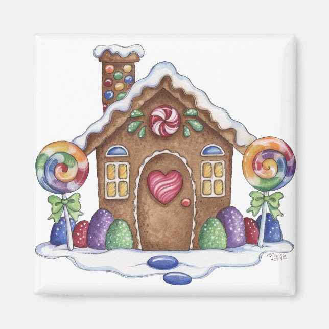 Gingerbread Candy House Kitchen Magnet (Front)