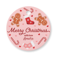 Gingerbread Candycane Stockings Pink Christmas