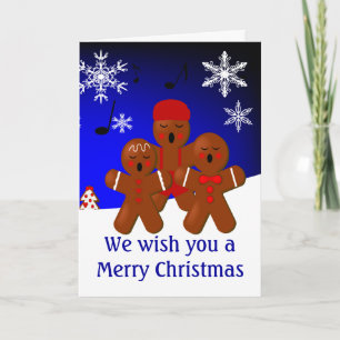Gingerbread Carolers Merry Christmas Card