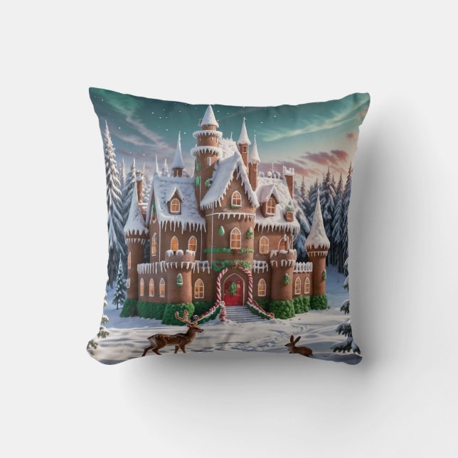 Gingerbread Castle from the Christmas Forest Cushion (Front)