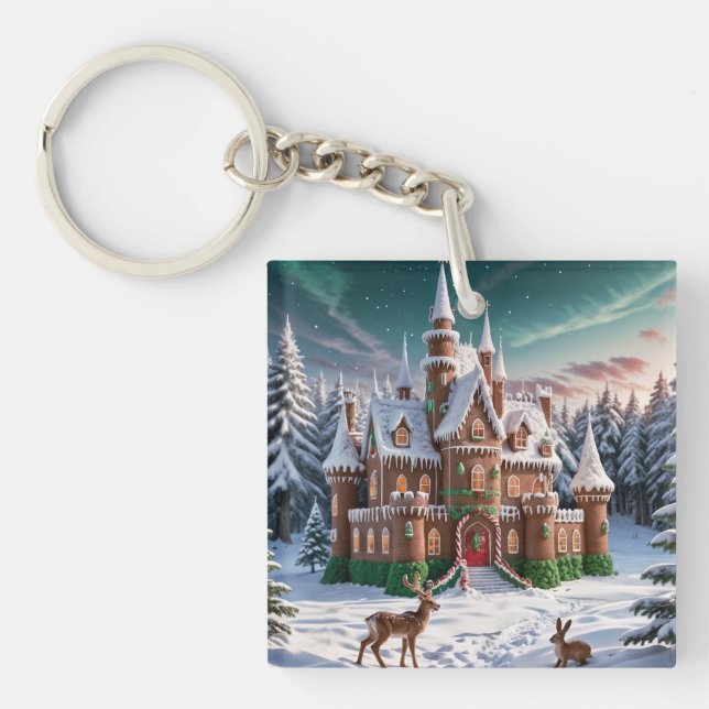 Gingerbread Castle from the Christmas Forest Key Ring (Front)