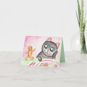 Gingerbread Cat Christmas Card