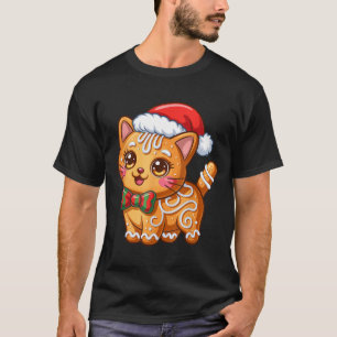 Gingerbread Cat Christmas Cat Lover Xmas  T-Shirt