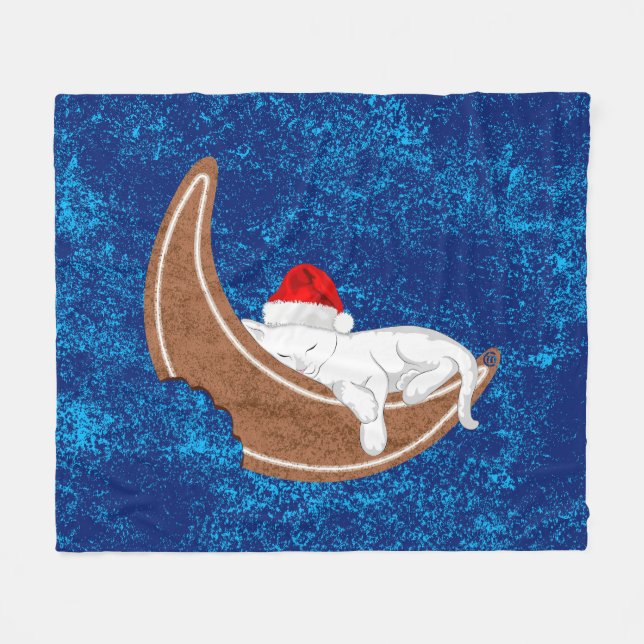 Gingerbread Cat Fleece Blanket (Front (Horizontal))