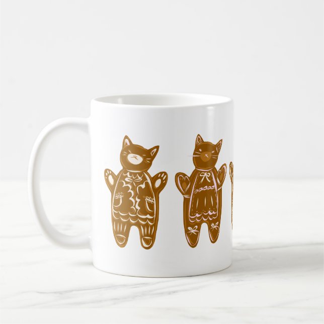 Gingerbread Cats - Hand Painted Coffee Mug (Left)
