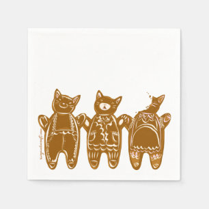 Gingerbread Cats - Hand Painted Napkin
