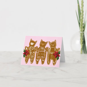 Gingerbread Cats & Spun Sugar - Hand Painted Card
