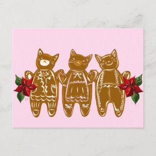 Gingerbread Cats & Spun Sugar - Hand Painted Postcard