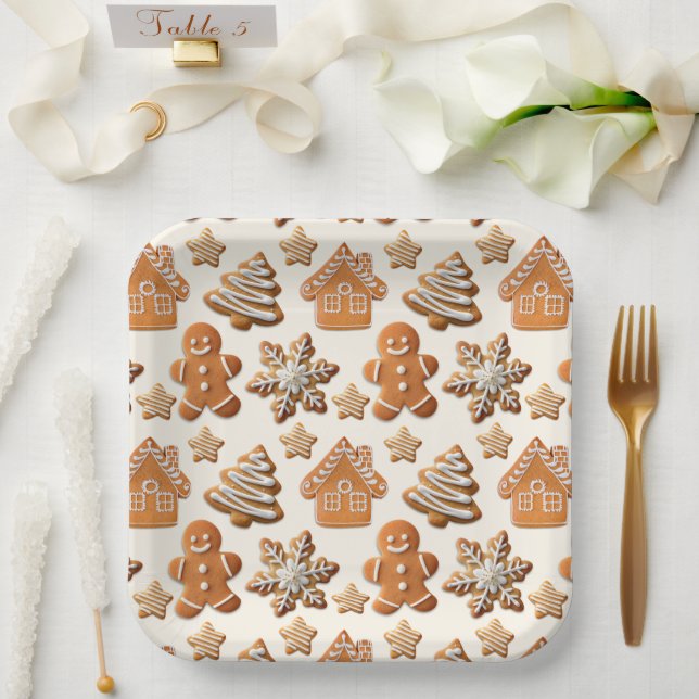 Gingerbread Cheer Paper Plate (Wedding)