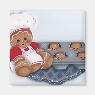 Gingerbread Chef and Baby Ginger Muffins Magnet