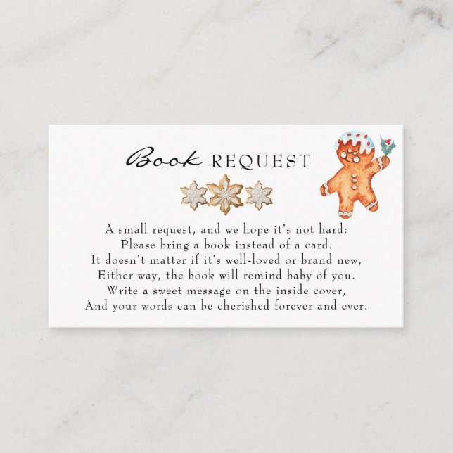Gingerbread | Christmas Baby Shower | Book Request Enclosure Card (Front)