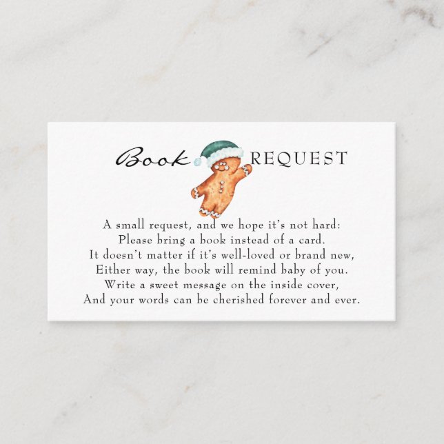Gingerbread | Christmas Baby Shower | Book Request Enclosure Card (Front)